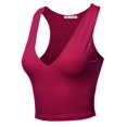 thumbnail image 1 of FashionOutfit Women's COMFORTABLE MODAL DEEP V- NECK DOUBLE LAYERED SLEEVELESS CROP TOP, 1 of 1