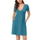 thumbnail image 1 of INSPIRAR CHIC Vestido de Noche para Mujeres Pijamas Camisón de Noche con Cuello en V Profundo Túnica de Descanso XS Azul Lago, 1 of 5