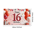 thumbnail image 3 of Glittery 16th Birthday Backdrop Banner with Balloons Stars and Gifts Party Supplies Birthday Decoration Photography Props Party Decor Background, 3 of 7