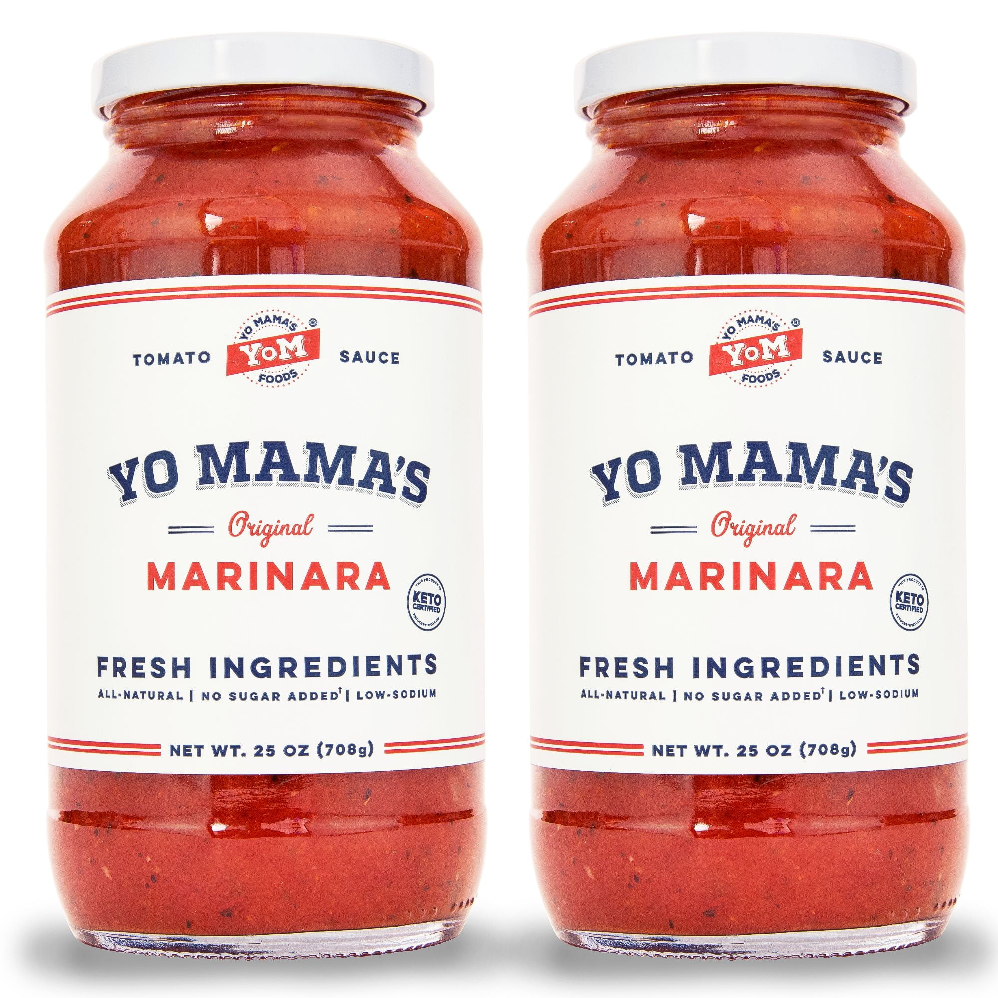 Yo Mama's Foods Marinara Magnifica Award-Winning Gourmet Pasta Sauce – (2) 25 oz Jars – No Sugar Added, Gluten Free, Preservative Free, Paleo Friendly, and Made with Whole, non-GMO Tomatoes!