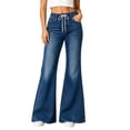 thumbnail image 2 of QIUOMBBP Flared Leg Jeans for Women Drawstring Elastic High Waist Bell Bottom Demin Trousers Fashion Y2K Jean Pants, 2 of 9