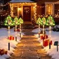 thumbnail image 5 of Hyknon 5 Pack Solar Christmas Pathway Lights, Warm LED Waterproof Outdoor Stake Lights with Auto On Dusk, Wire Free Garden Ground Lamps for Yard Walkway Holiday Decor, 5 of 6
