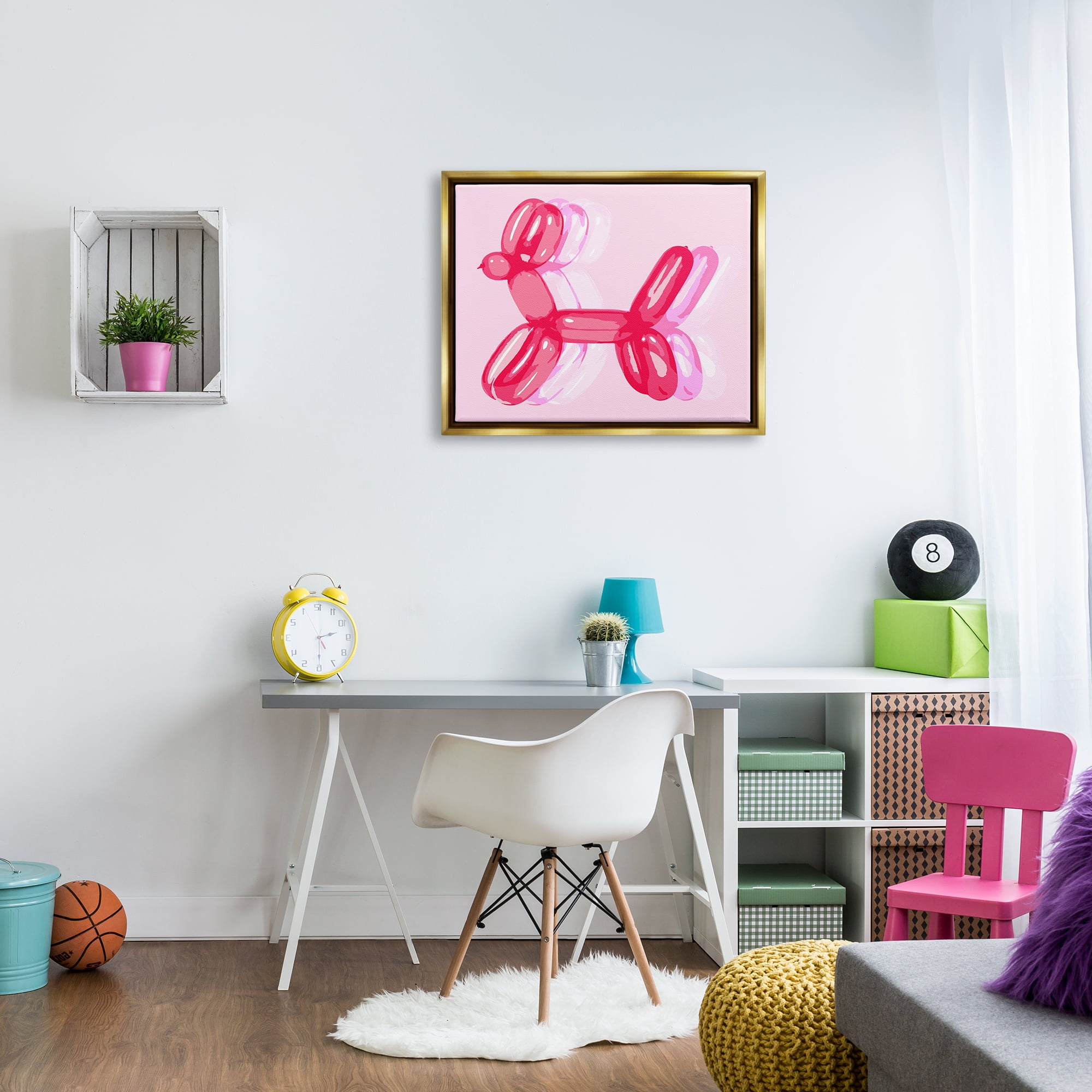 Stupell Industries Pop Style Balloon Animal Animals & Insects Painting Gold Floater Framed Art Print Wall Art, 31 x 25