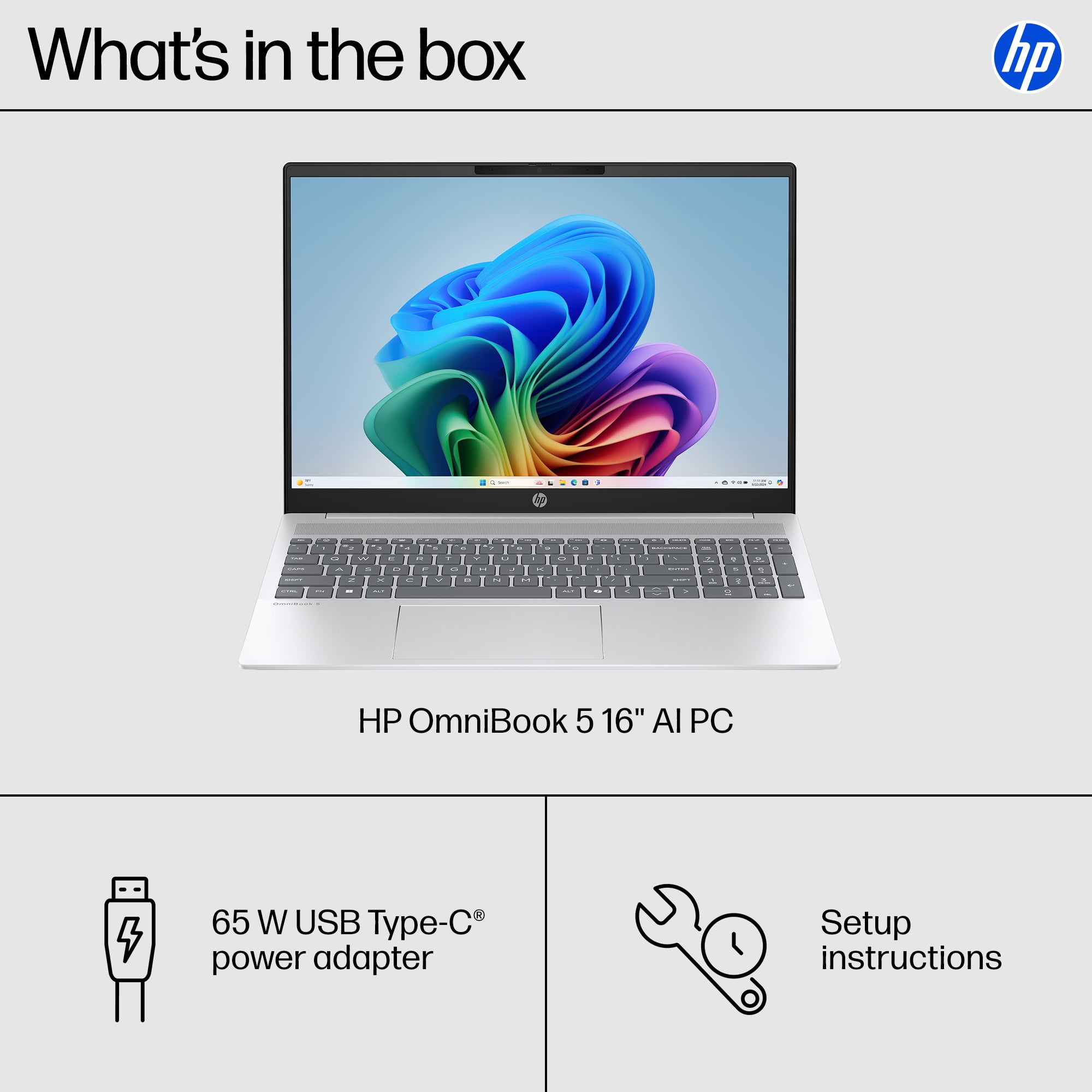 HP OmniBook 5 16” 2K Touchscreen Laptop | Intel Core Ultra 5 225U(Beats i7-1355U) | 16GB LPDDR5x RAM, 512GB SSD | Backlit KB, Fast Charge, Win11, Copilot PC | Portatil Work Business College | w/Mouse