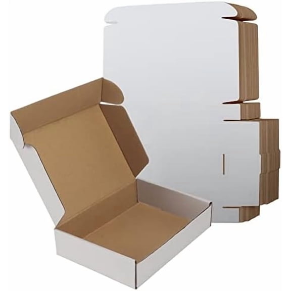 9x6x2 Inches Shipping Boxes Set of 25, White Small Corrugated Cardboard Box, Mailer Boxes for Packing Small Business