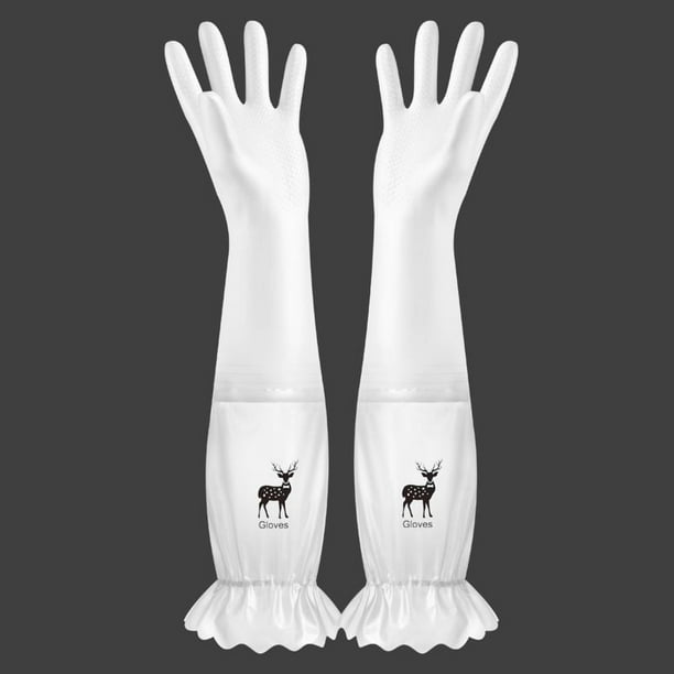 Transparent White Thin Dishwashing Gloves Rubber Kitchen Cleaning Gloves Solid Color Deer Flamingo Letters S M L