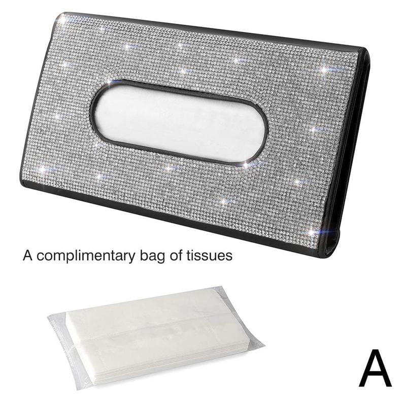 Crystal Car Sun Visor Tissue Box Towel Case Cover Holder Bling Interior Decorate 