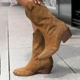 thumbnail image 2 of Women's Mid-Calf Boots Stylish Suede Cowboy -On Shoes with Block Heel for Casual Outfits and Daily Wear, 2 of 7