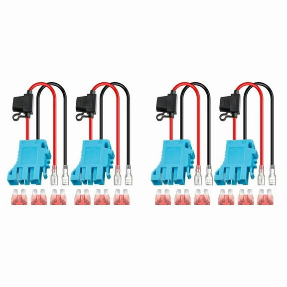 4Pack 12 AWG Wire Harness Connector Replacement for Peg-Perego 12Volt SLA Battery Ride on Vehicle Riding Toys with Fuse