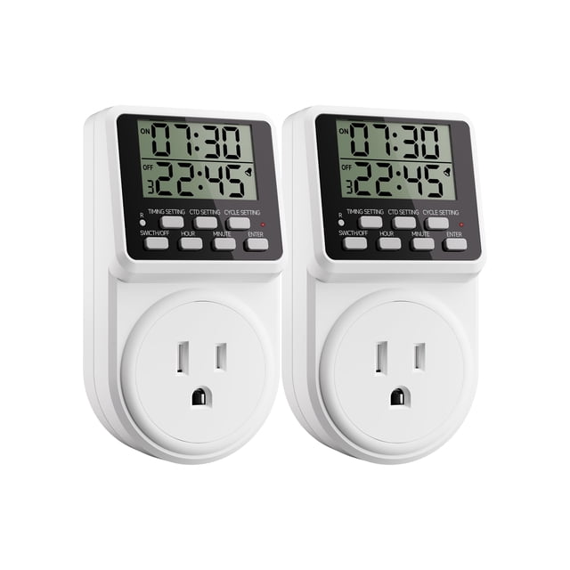 Techbee Indoor Digital Infinite Repeat Cycle Intermittent Outlet Timer Plug 24 Hour Programmable Timed Electrical Power Switch with Countdo