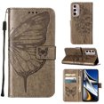 thumbnail image 1 of Feishell for Motorola Moto G Stylus 4G (2022) Flip Wallet Case,Butterfly & Flower Embossed Pattern PU Leather Magnetic Folio Flip Protective with Credit Card Slots Kickstand Slim Phone Case,Gray, 1 of 6