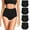 Black, variant on MecTo Womens Cotton Underwear 4 Pack High Waisted Briefs Full Coverage Breathable Ladies Panties Plus Size