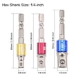 thumbnail image 2 of Unique Bargains 3 Pcs 1/4', 3/8', 1/2' Driver Extension Impact Grade Socket Adapter Set, 1/4' Hex Shank Bit for Power Drills (Silver), 2 of 4