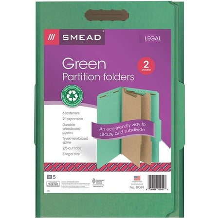 Smead Classification Folder, Legal, 2/5 Right of Center, 2 Dividers ...