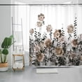 thumbnail image 3 of Nature-Inspired Elegant Floral Shower Curtain, Brown and Gray Botanical Print Fabric Bathroom Decor, Waterproof & Washable Shower Curtain Set with Hooks, 72x72 Inch, 3 of 8