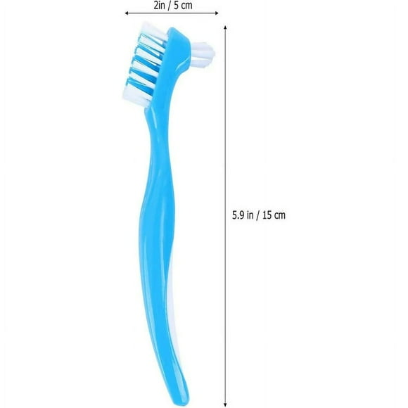 HLONK Denture Cleaning Brush Denture Care Brush Double Head Design For Travel (blue) (3pcs)