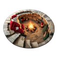 thumbnail image 2 of 3D Optical Illusion Christmas Round Rug, Non-Slip Washable Carpet with Santa Campfire Print for Living Room, Bedroom and Entryway Holiday Decor, 19.69 Inch, 2 of 8
