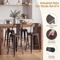 thumbnail image 6 of ELLEGNT 4 PCS 62 cm Counter Height Bar Stools – Metal Frame, Backrests & Footrests Included, Gun Metal, 6 of 10