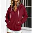 thumbnail image 2 of Hoodies for Women Casual Button Sweatshirt Oversized Fall Clothes Fleece lined, Hooded,Cozy Trendy Pullover Hoodies,Sweatshirts with Pockets For Fall & Winter,Cozy Sweaters， jackets, 2 of 7
