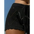 thumbnail image 3 of Women's Hollow Out Drawstring Waist Bikini Cover Up Shorts Tie Front Crochet Cover Up Bottom, 3 of 7
