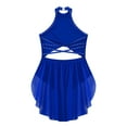thumbnail image 6 of Manyakai Kids Girls Lyrical Dance Costume Front Cutout Leotard Dress Sleeveless Halter Neck Backless Blue 16, 6 of 9