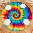 thumbnail image 2 of Colorful Tie Dye Mandala Pattern Round Fitted Tablecloth with Elastic Edge,Dining Table Cover Waterproof,Outdoor Round Tablecloth for Camping,Dining,Indoor and Outdoor, 2 of 7