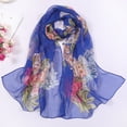 thumbnail image 2 of Weikingp Scarf for Women Fashion Women Flower Print Long Soft Wrap Scarf Simulation Silk Shawl Scarves Neck Scarf Warm Scarf () Blue Polyester, 2 of 3