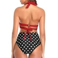thumbnail image 5 of Patlollav Women Swimsuit Two Piece Retro Halter Ruched High Waist Print Bikini Set, 5 of 6