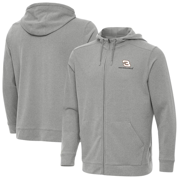 Men's-Antigua  Heather Gray Austin Dillon Effortless Full-Zip Hoodie
