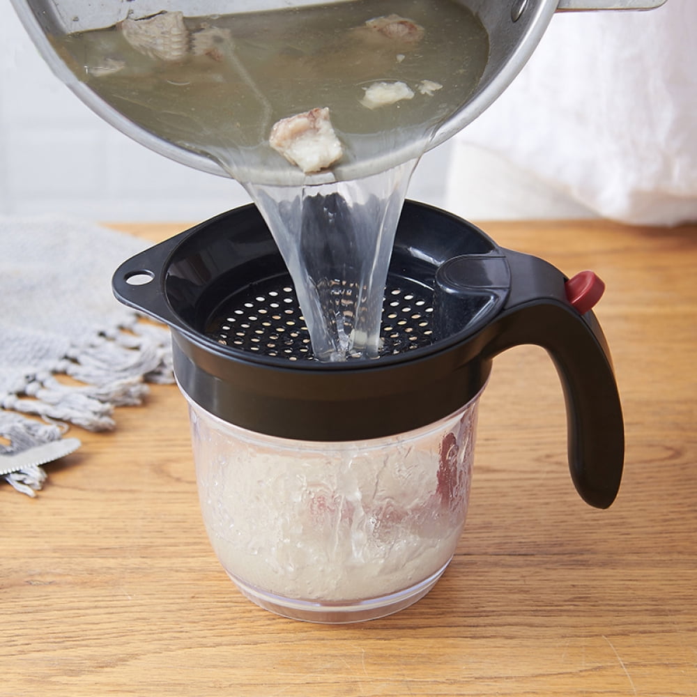 Fat Separator, Innovative Kitchen Aid for Separating Sauce From Fat, Heat-Resistant Sieve Catch Leftover Food, Ideal for Low-Fat Broth Preparation, Bottom Release for Effortless