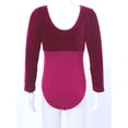 thumbnail image 4 of iixpin Kids Girls Ballet Dance Leotards Long Sleeves Velvet Bodysuit Dancewear Gymnastics One Piece Rose_Red 120, 4 of 7