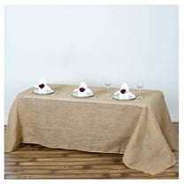 CintBllTer 90-Inch x 132-Inch Natural Brown Burlap Jute Rustic Rectangle Tablecloth Country Chic Wedding Party Home Table Linens