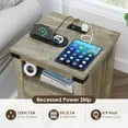 thumbnail image 3 of Nightstand with Charging Station, Farmhouse Nightstand with LED Lights, Modern Rustic Side Table with 2 Storage Drawers, Wooden End Table for Bedroom, Light Rustic Oak, 3 of 14