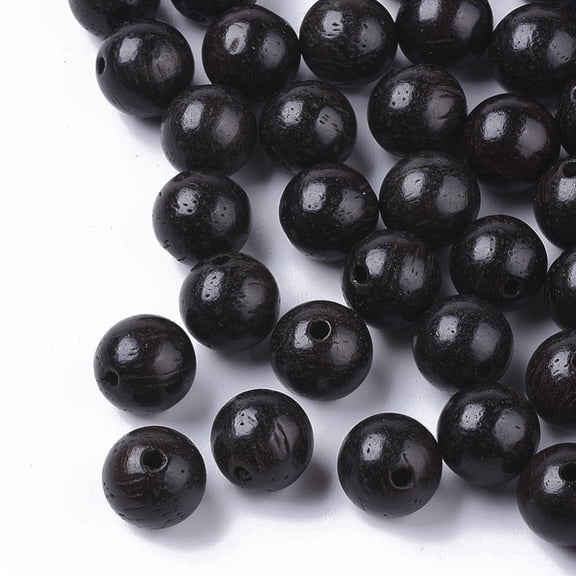 Natural Wood Beads Waxed Wooden Beads Undyed Round Black 8mm Hole: 1.5mm DIY