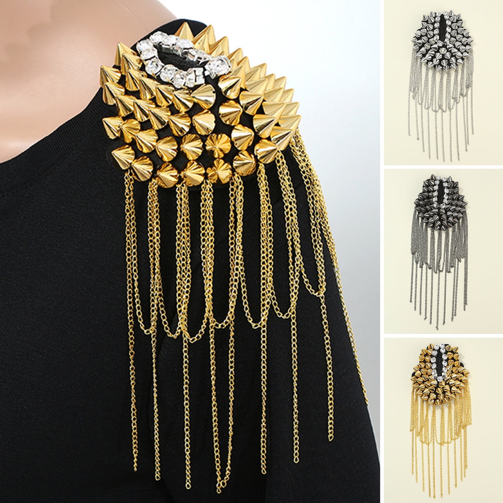 rygai Tassel Epaulet Tassel Chain Rhinestone Clothing Gift Ornamental