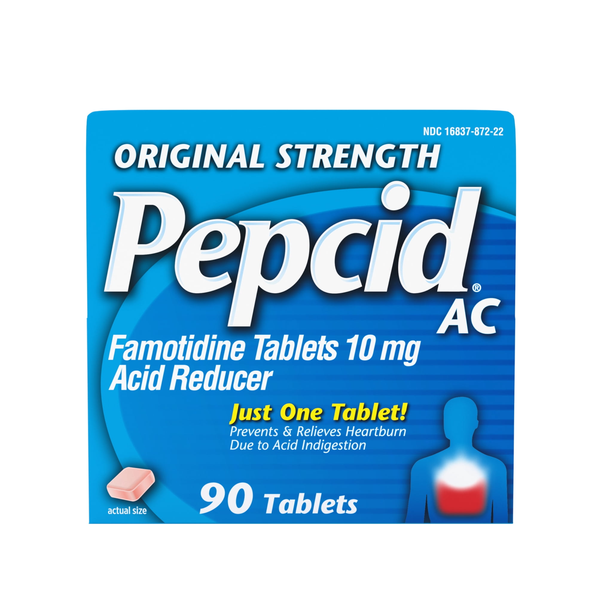 Pepcid AC Original Strength Heartburn Medicine, 10mg Famotidine, 90 Count