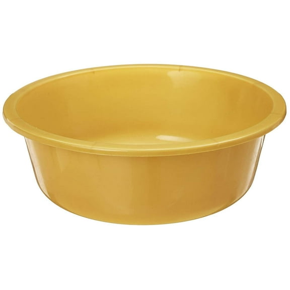 Round Plastic Wash Basin 5 Quart, Gold (3 Pack)