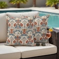 thumbnail image 4 of Boho Floral Outdoor Waterproof Pillow Covers, Farmhouse Vintage Red Blue Flower Plant Decorative Square Throw Pillowcase Sofa Cushion Sham for Patio/Couch/Chair, 26"x26" 2 Pack, 4 of 8