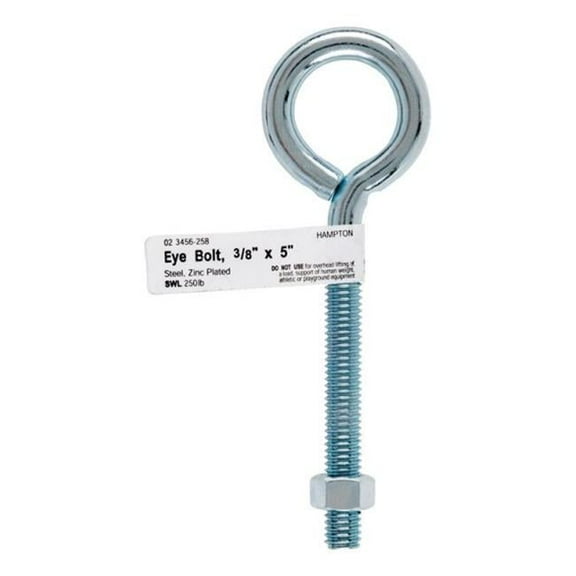 Hampton 3/8 in. X 5 in. L Zinc-Plated Steel Eyebolt Nut Included