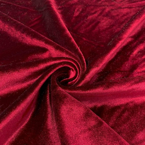 DECORATIVE SILK INC. Polyester Stretch Velvet Fabric 60" inches Wide By the Yard( WINE )