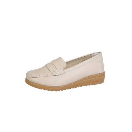 

Zodanni Women Loafers Slip-ons Flats Driving Boat Shoes Ladies Moccasin Womens Breathable Wedge Nurse Shoe Beige 8.5