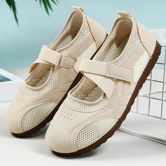 Round Toe Women's Shopping Errands Casual Shoes Comfortable Plus Size Daily Wear Spring Summer Beige 8.5