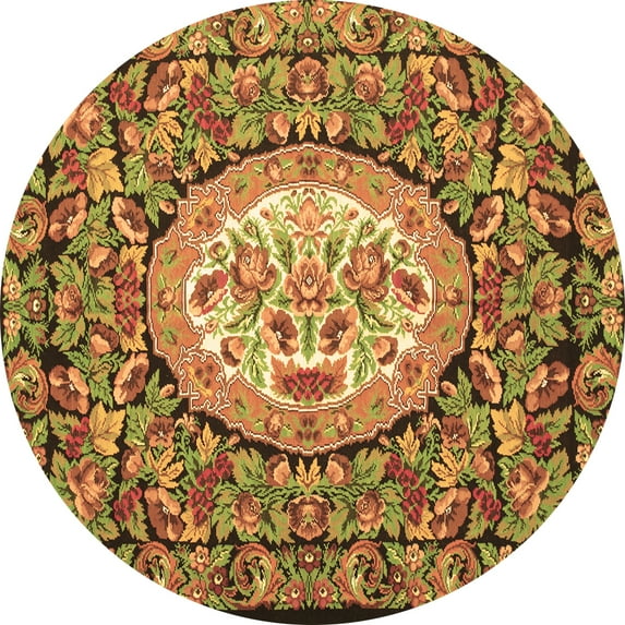Ahgly Company Indoor Round Medallion Brown French Area Rugs, 8' Round