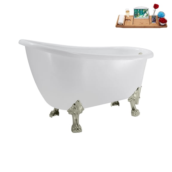 53'' Streamline N487BNK-BNK Soaking Clawfoot Tub and Tray with External Drain