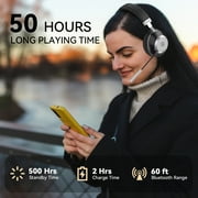 V5.3 Computer Bluetooth Headset with Microphone for PC, with Noise Cancelling Mic, USB Dongle, Charging Base & Mute Button for Work/Cell Phones/Computer/Call Center/Zoom
