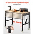 thumbnail image 3 of KFFKFF  48-Inch Adjustable Workbench, 2000 lbs Load, Work Bench with Power Outlet, Wheels, and Pegboard, Heavy Duty Oak Wood Top Work Table, 3 of 9