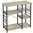 thumbnail image 2 of YYEAN Kitchen Bakers Rack with Wire Basket, Coffee Bar Table Station Microwave Oven Stand Kitchen Utility Storage Shelf with 6 S-Shaped Side Hooks, Metal Frame, 15''D x 35.5''W x 33''H, Gray, 2 of 10