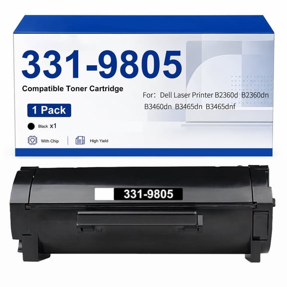 331-9805 Toner Cartridge Compatible For Dell Laser B2360d B2360dn B3460dn B3465dn B3465dnf Printer(1 Pack)