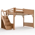 thumbnail image 6 of Harper & Bright Designs Full Size Loft Bed with Built-in Wardrobe and Shelves, Wood Loft Bed with Full-length Guardrails and Stairs, Antique Natural, 6 of 12