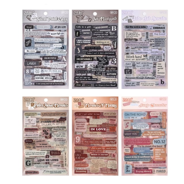 Paquete de 6 Pegatinas con Citas para Diario, Scrapbooking, 36 Hojas con Divertidas Pegatinas Motivacionales de Amor para Diarios Basura.